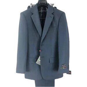 LUCCI Men's Black 2 Button Classic Fit Poplin Polyester Suit Only Flat Front